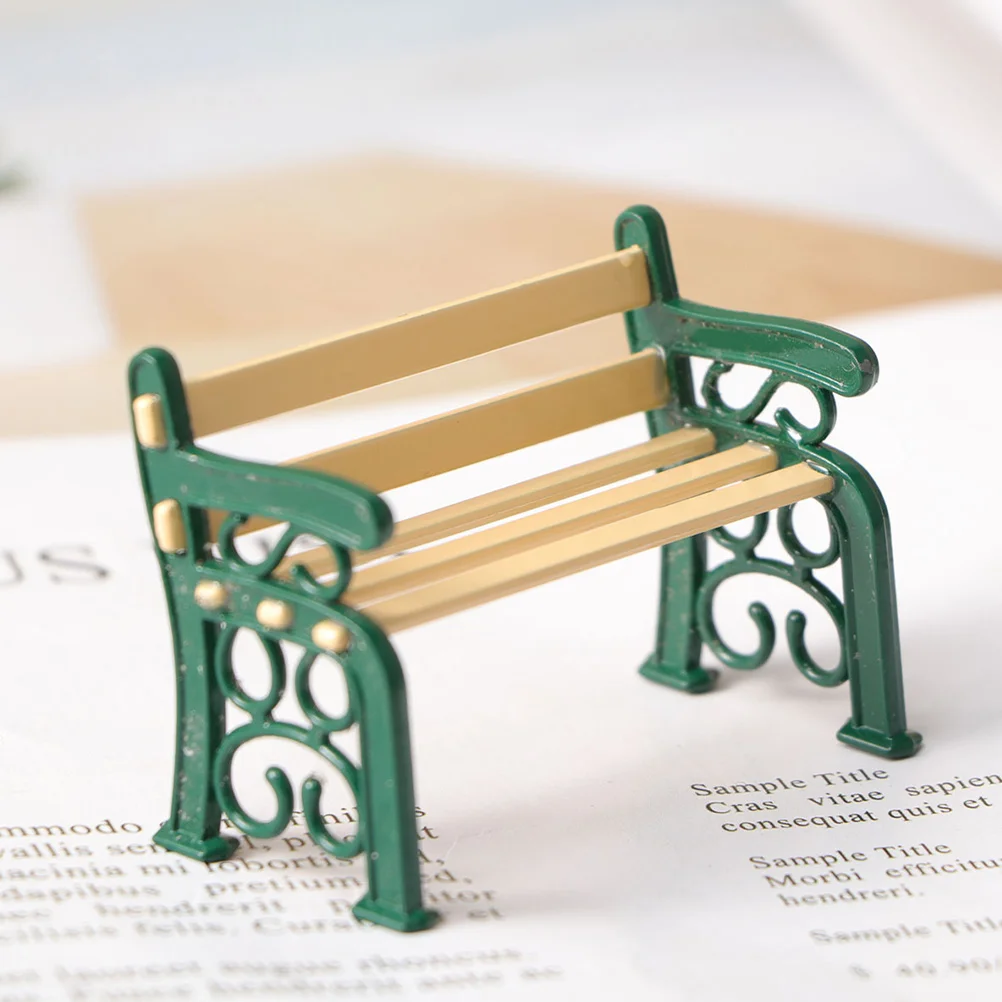 

2pcs Mini Bench for House Retro Style Imitation Park Garden Miniature Kids Play Decoration Gift Alloy Model Furniture