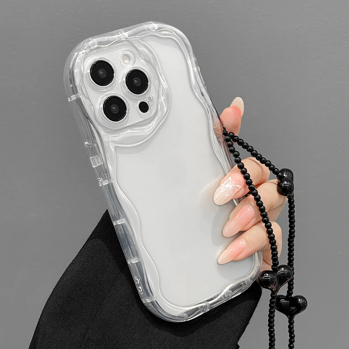 Luxuriöse Transparente Handyhülle für iPhone 17 15 13 11 12 14 16 17 Pro Max Plus 17 Hüllen mit Liebes-Lanyard und Linsenschutz aus Silikon – Detail 1