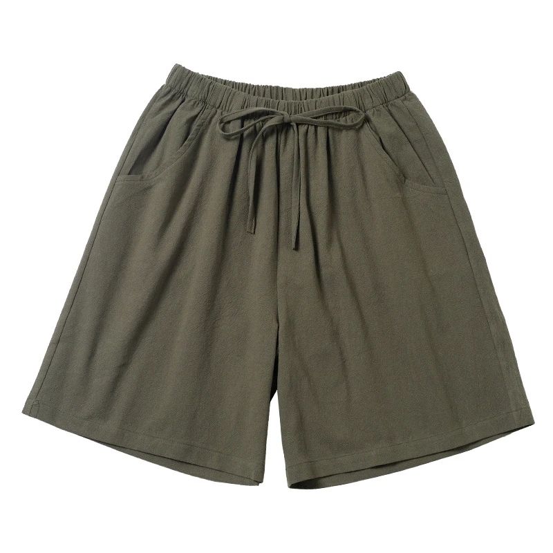 コットンリネンショーツ女性ジムスポーツカジュアルハイウエストブラックレディースショートソリッドS-3XL巾着弾性ベーシックショートパンツ