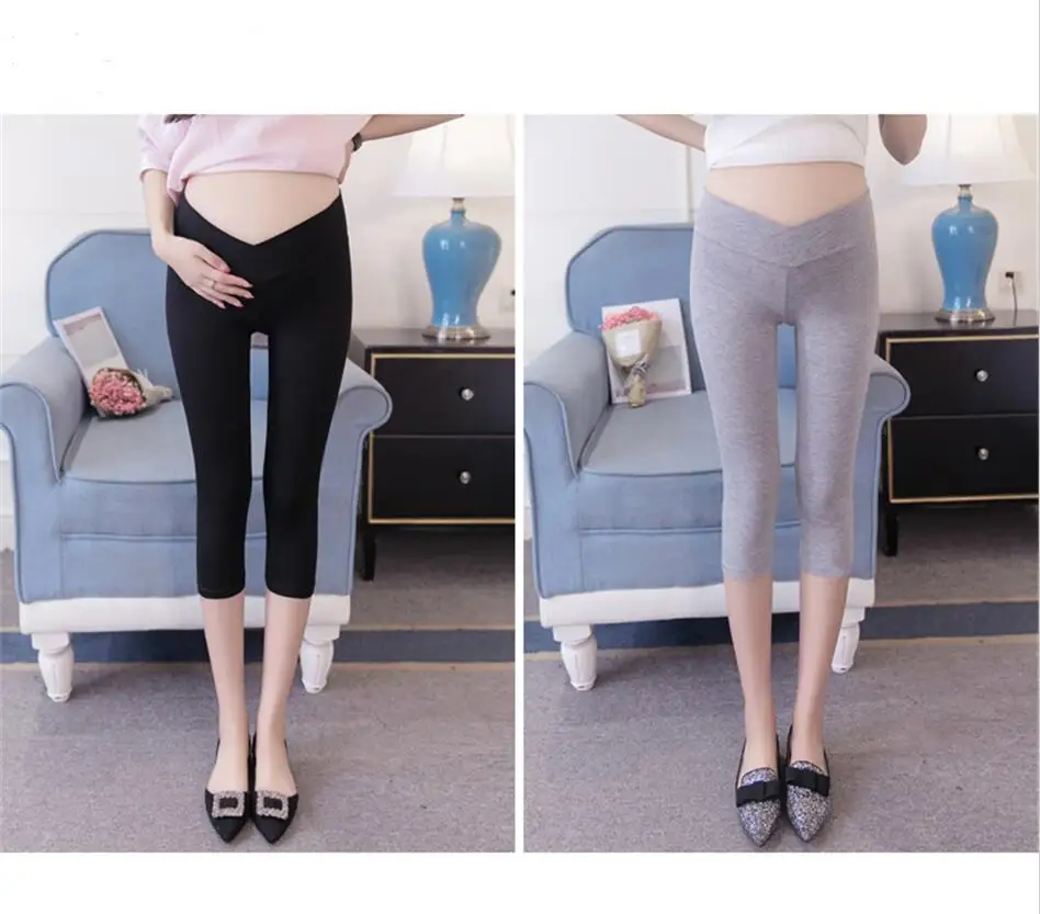 

Cropped Leggings Pregnant Leggings Women Skinny Thin Summer Soft Cotton Capri Pants Mother Mujer Trousers