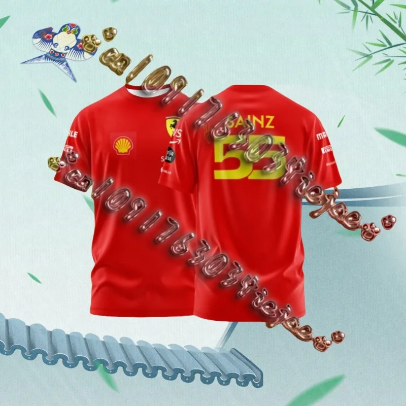 

Men's Quick Drying F1 Ferrari Racing Team Short Sleeved T-shirt Daily Comfortable And Casual Sweat Wicking Racing Suit