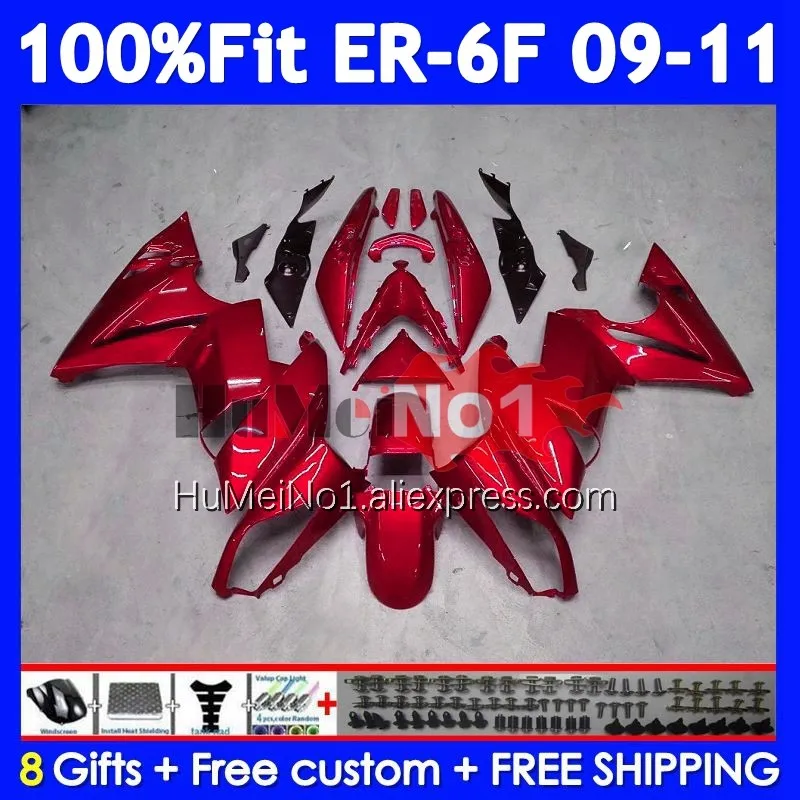 OEM Body For KAWASAKI NINJA 650R ER 6F ER6 Metal Red ER 6 F ER-6F 09-11 246No.44 ER6F 09 10 11 650 R 2009 2010 2011 Fairings