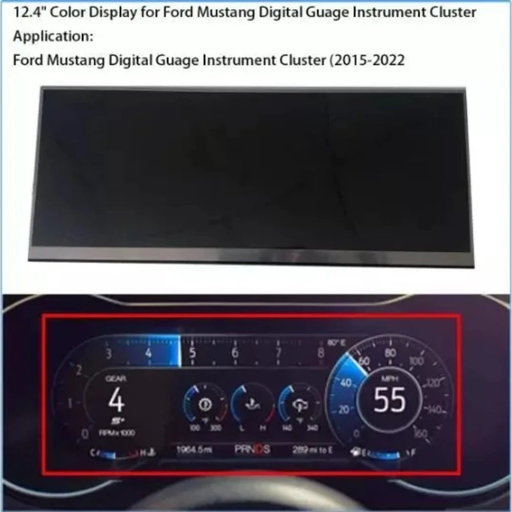 

JR3T-10849 12.4" Color Display for Ford Mustang 2015-2022 Digital Guage Instrument Panel Speedometer