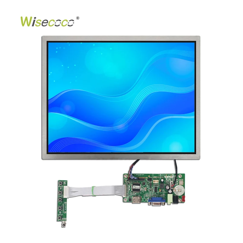 Wisecoco 15 Inch IPS TFT LCD Screen 1024*768 Resolution 420nits Brightness 20 Pins LVDS LCD Display with WLED Backlight