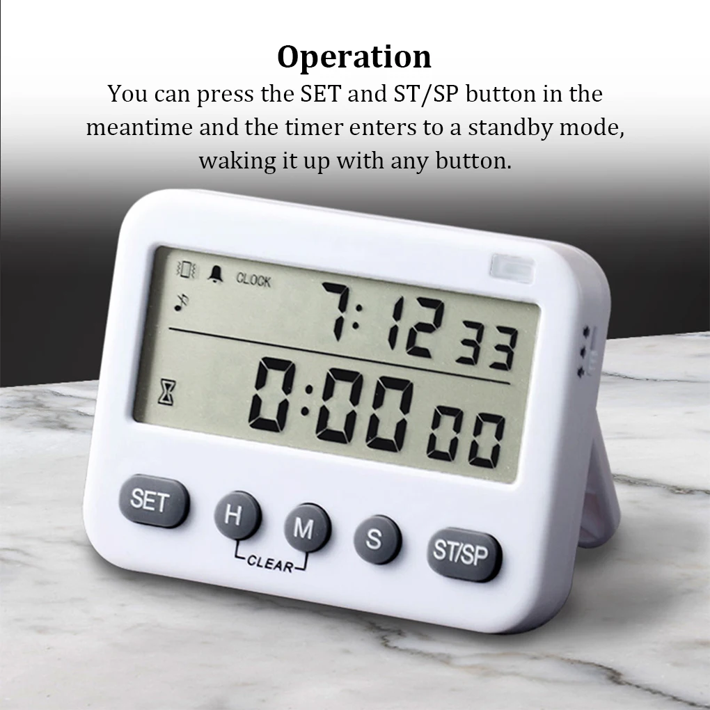 

Cooking Timer Baking Count Up Countdowns Digital Alarm Clock Study Time Reminder Lighting School Without Vibration