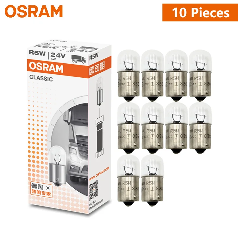 OSRAM 24V R5W 5W Truck Standard Interior Light License Plate Lamps Original Auto Turn Signal Bulbs 5627 Wholesale (10pcs)