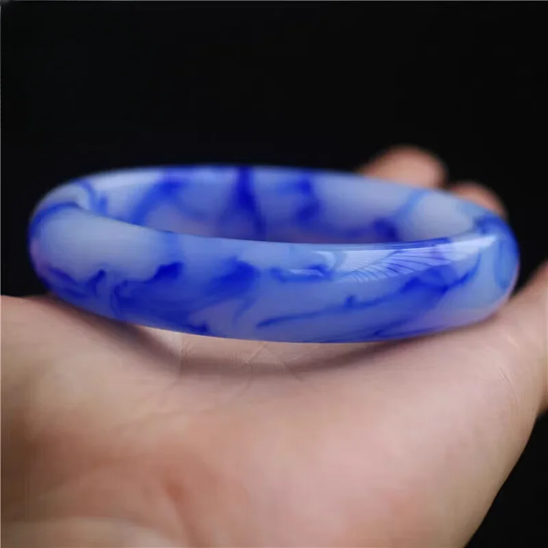 Blue and White Porcelain Bracelet, Floating Bracelet, Blue Pattern Woman