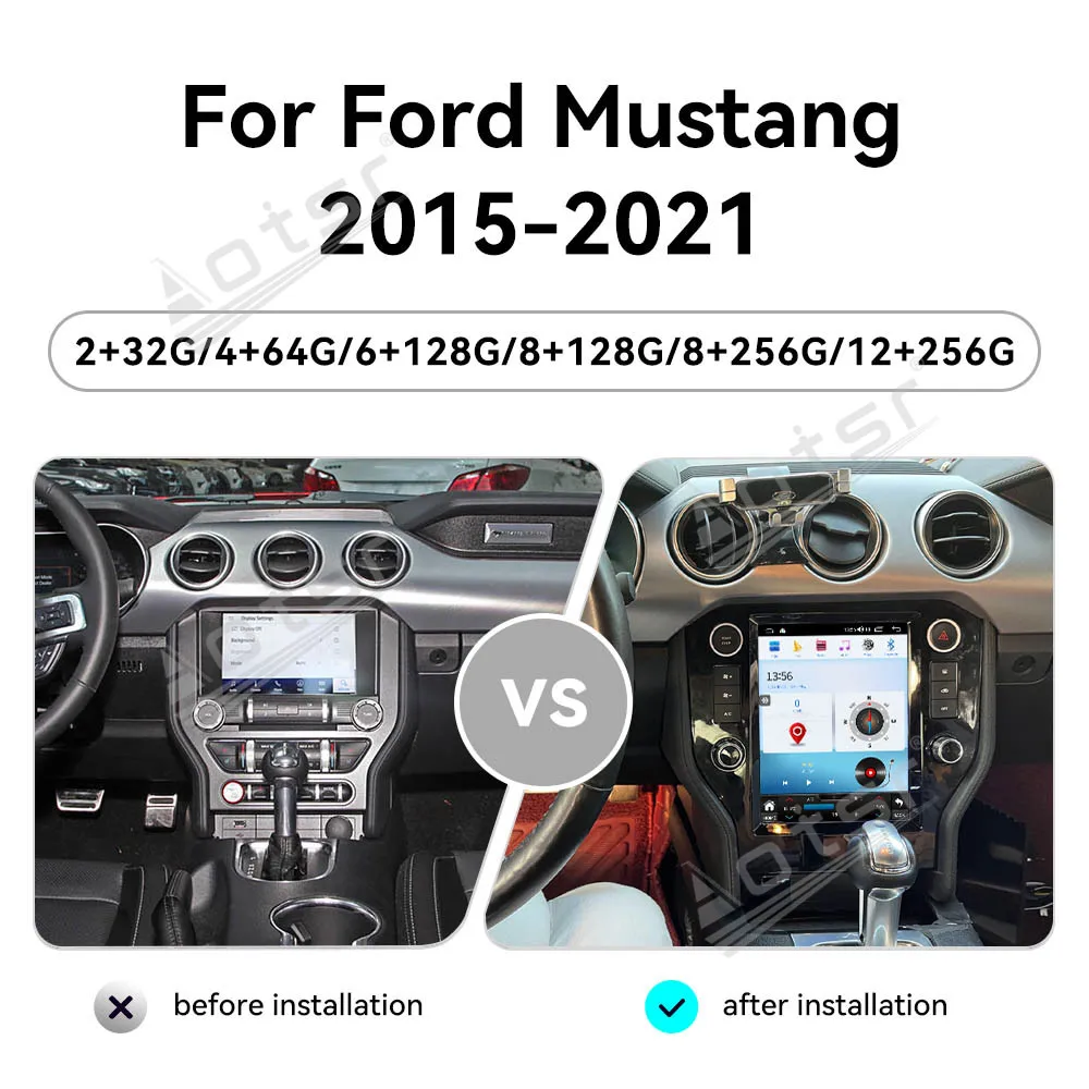 9.7 Inch Touch Screen Car Stereo Radio For Ford Mustang 2015-2021 Android 14 Multimedia Player Wireless GPS Navigation General