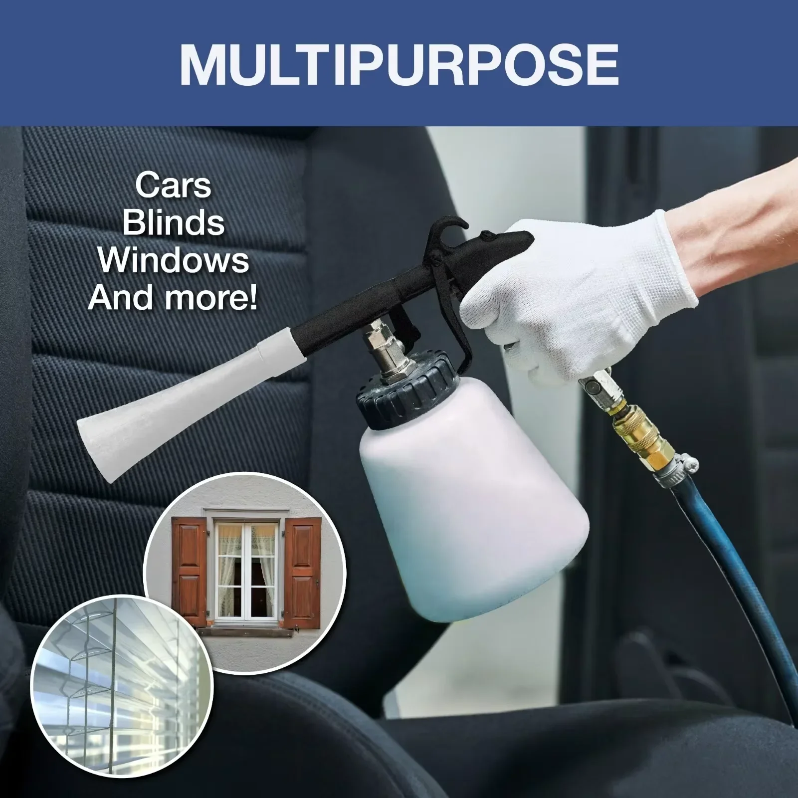 Pneumatic Car Interior Cleaning Gun High Pressure Air Compressor Foam Sprayer for Auto Detailing Windows Blinds