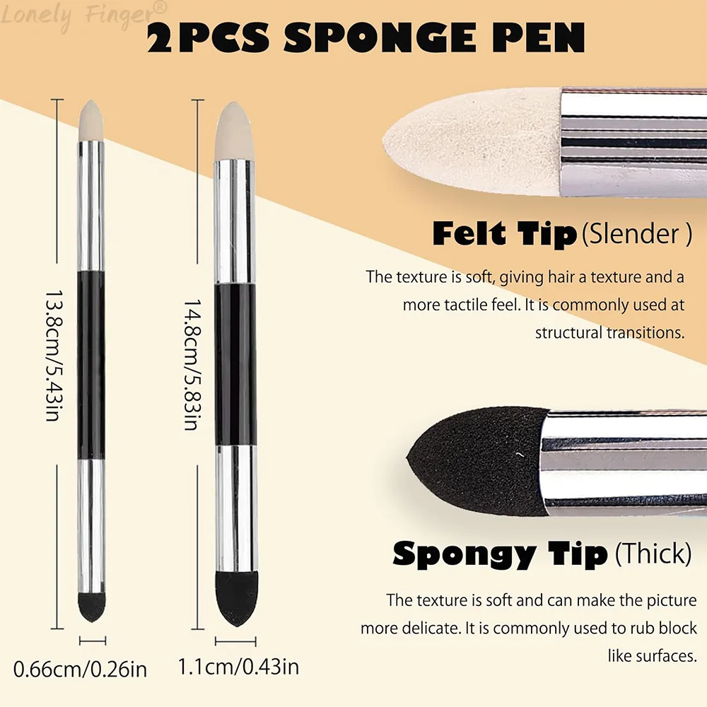 Blending Stump, 9pcs Blending Stumps, Blending Sponge Pens and Sandpaper Pencil Sharpener, Washable Reusable, Paper Art Blenders