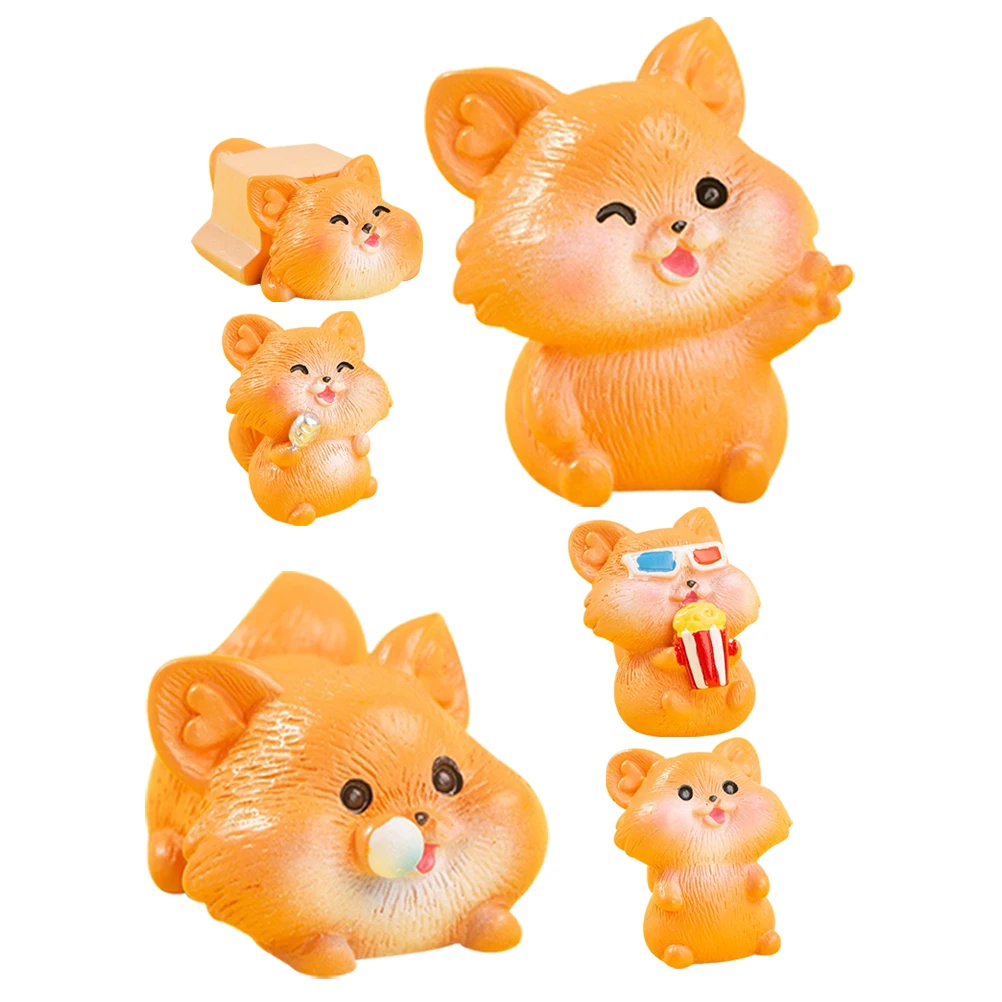 

6 Pcs Desktop Statue Garden Small Squirrel Dashboard Figurine Adorable Figure Desktop L Farm Accessories