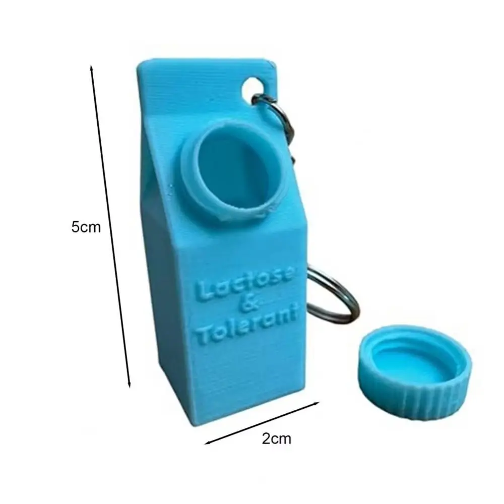 Lactose and Tolerant Pill Holder Keychain Plastic Ornament Pendant Milk Carton Keychain Compact 3d Print Ornament Keychain