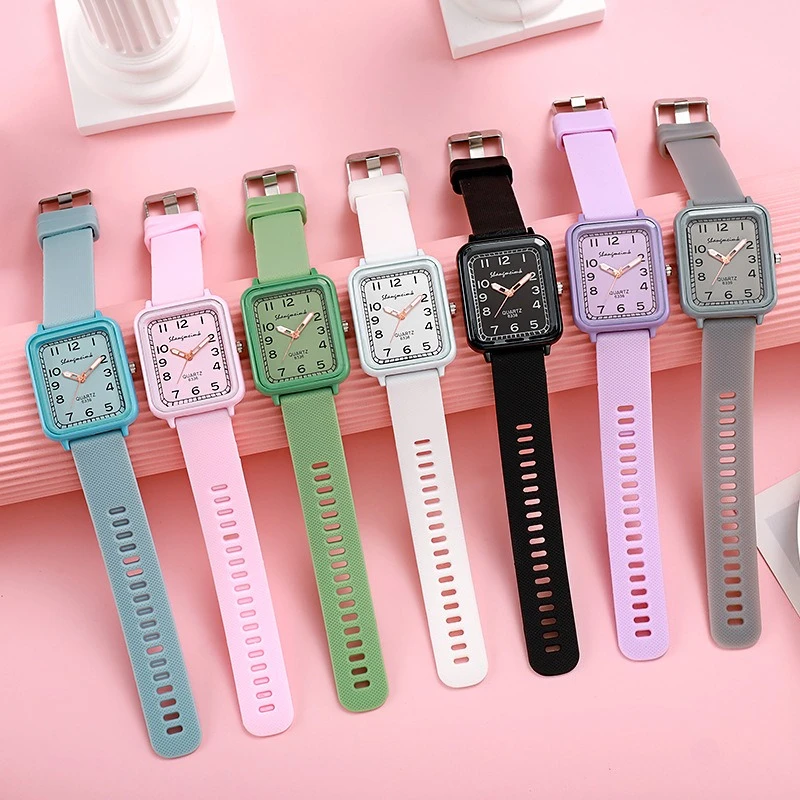 Fashion Rectangle Dial Ladies - đánh giá và giá Silicone Band Women