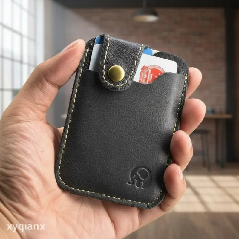Slim Leather Card Holder with Multiple Slots and RFID Shielding Suitable for Travel Work and Casual Outings