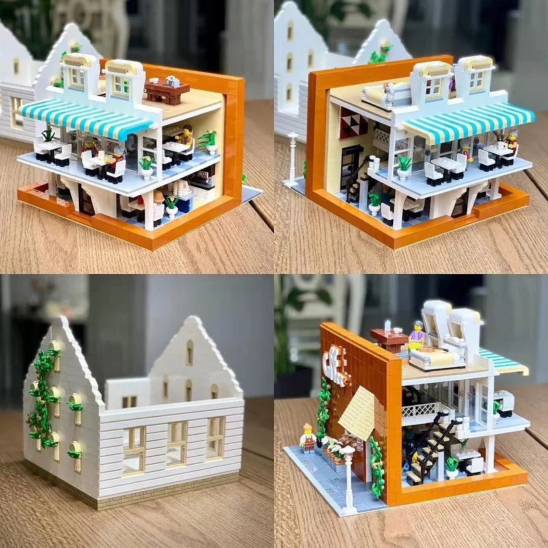 Xmork 10209 Ondersteboven Cafe Model Stad Modulaire Street View Serie Diy Creatief Speelgoed Bouwstenen Cadeau Voor Jongens 3118 Stuks