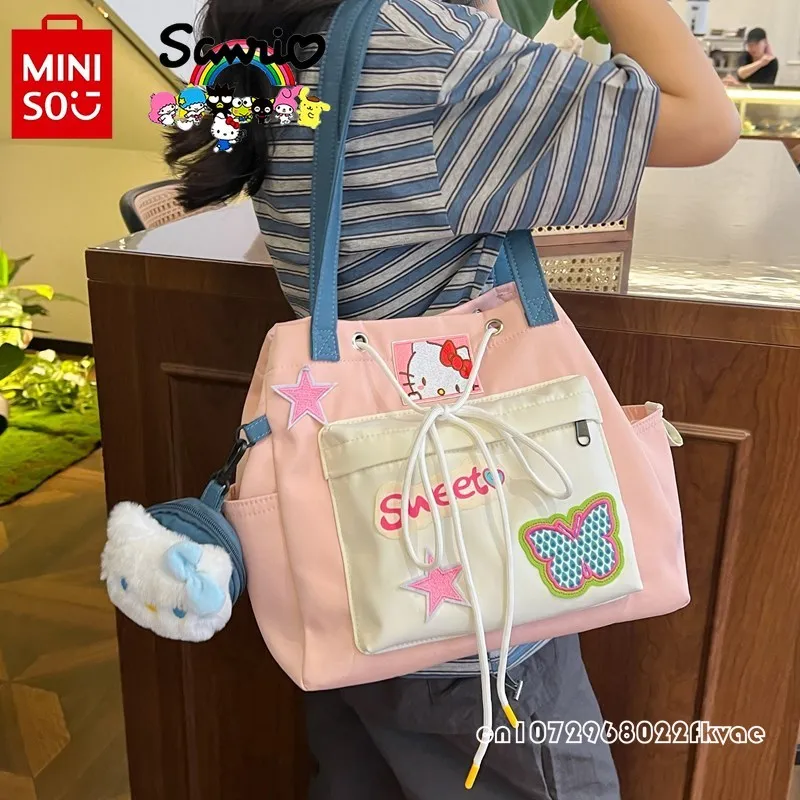 Hello Kitty New Women's Handbag Fashion High Quality Girls' Shopping Bag Cartoon Large Capacity Women's Storage Shoulder Bag