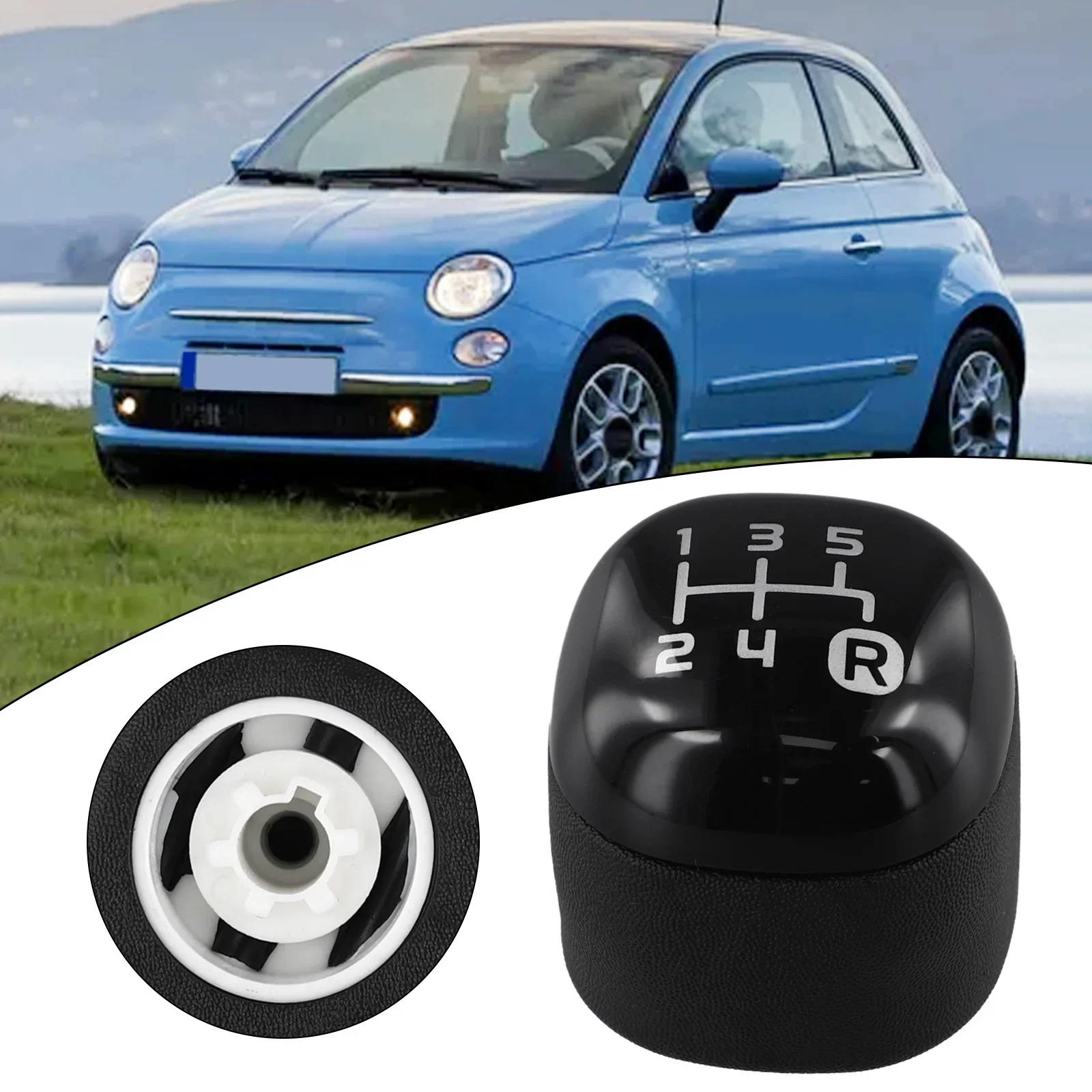 Vehicle Interior Black 5-Speed Gear Knob Black Gear Knob Sleek Design Textured Design For Fiat Panda From 2012