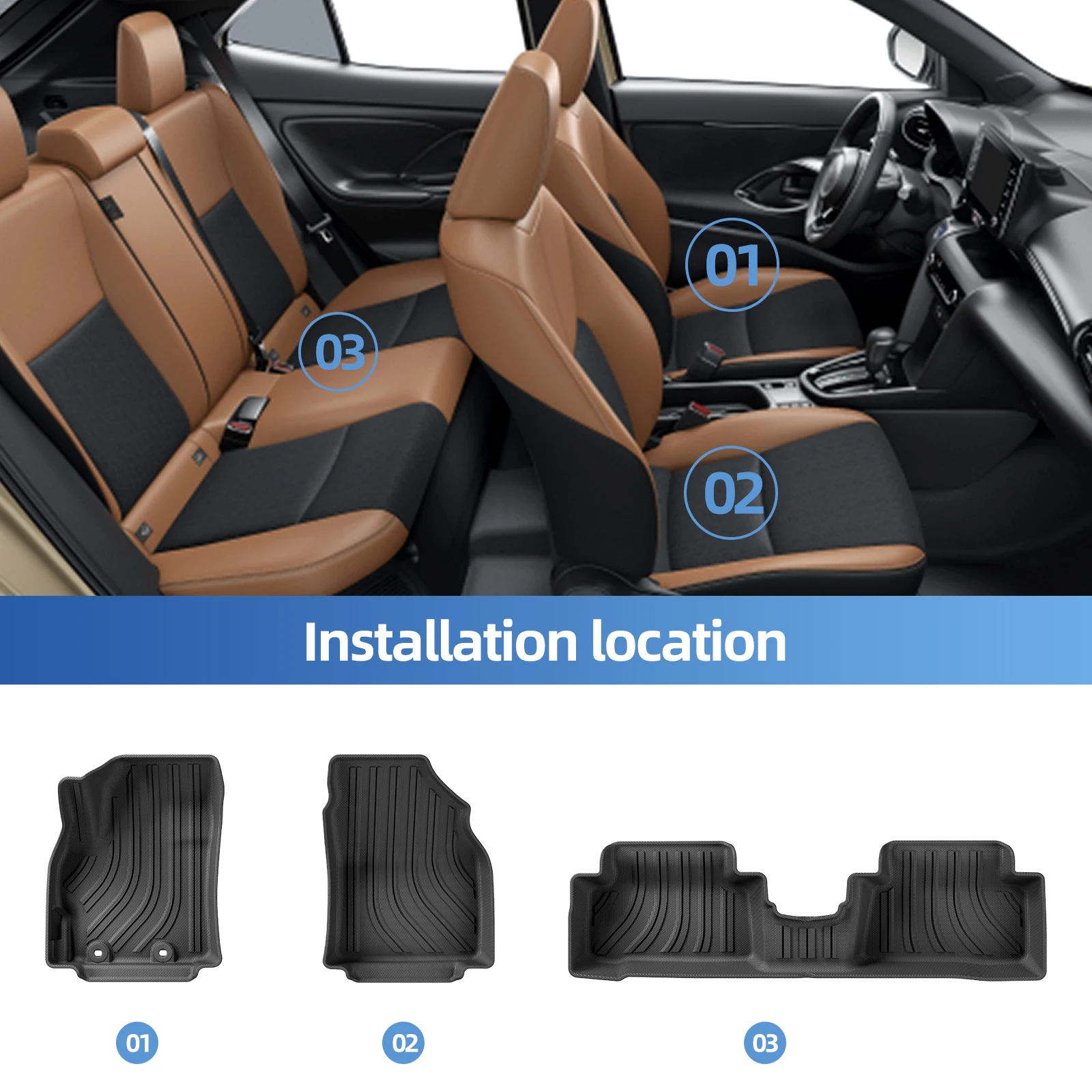 for Toyota Yaris Cross 2022 2023 2024 Car Floor Mats Trunk Pad TPE 3D Foot Mat Black Left Hand Drive