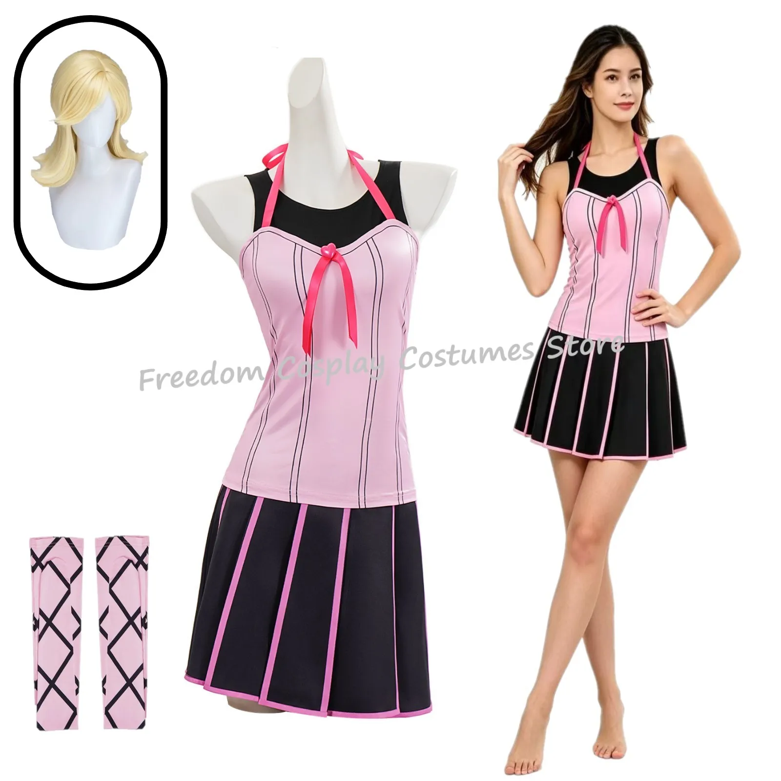 disfraz-de-cosplay-de-lucy-steel-personaje-de-anime-con-peluca-top-rosa-con-tirantes-y-falda-plisada-negra-ideal-para-fiestas-de-halloween-y-juegos-de-rol