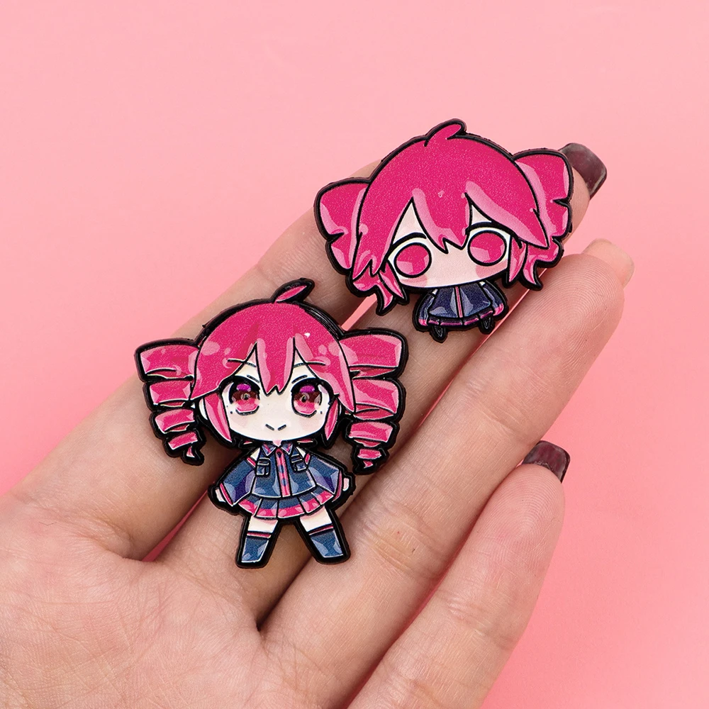 2pcs Cute Girls Enamel Pin Cartoon Brooch For Coat Kawaii Brooch Set Fashion Lapel Badges Jewelry Gift for Friends