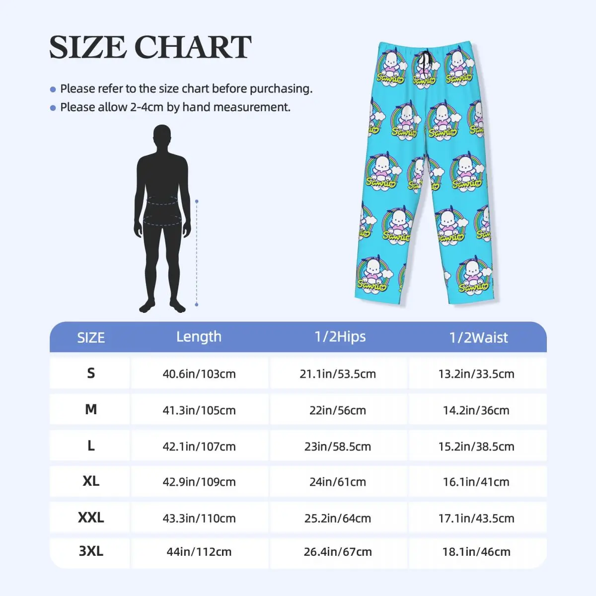 Pantalones de pijama Pochacco clásicos Kawaii personalizados para hombre, ropa de dormir de dibujos animados de animación, pantalones para dormir elásticos con bolsillos