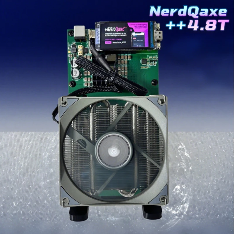 NerdQaxe ++ 4.8TH/s Bitcoins Miner 4 قطع BM1370 Asic Chip Solo BTC 68W 2.4G WiFi آلة تعدين مفتوحة المصدر