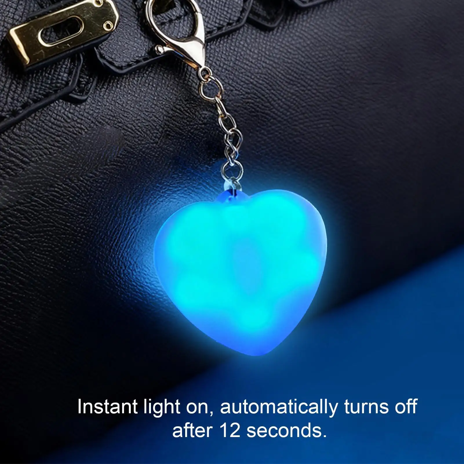 Rechargeable LED Bag Light Keychain Heart Shape Touch Sensor Handbag Lamp Purse Flashlight for Night Walking Party Security