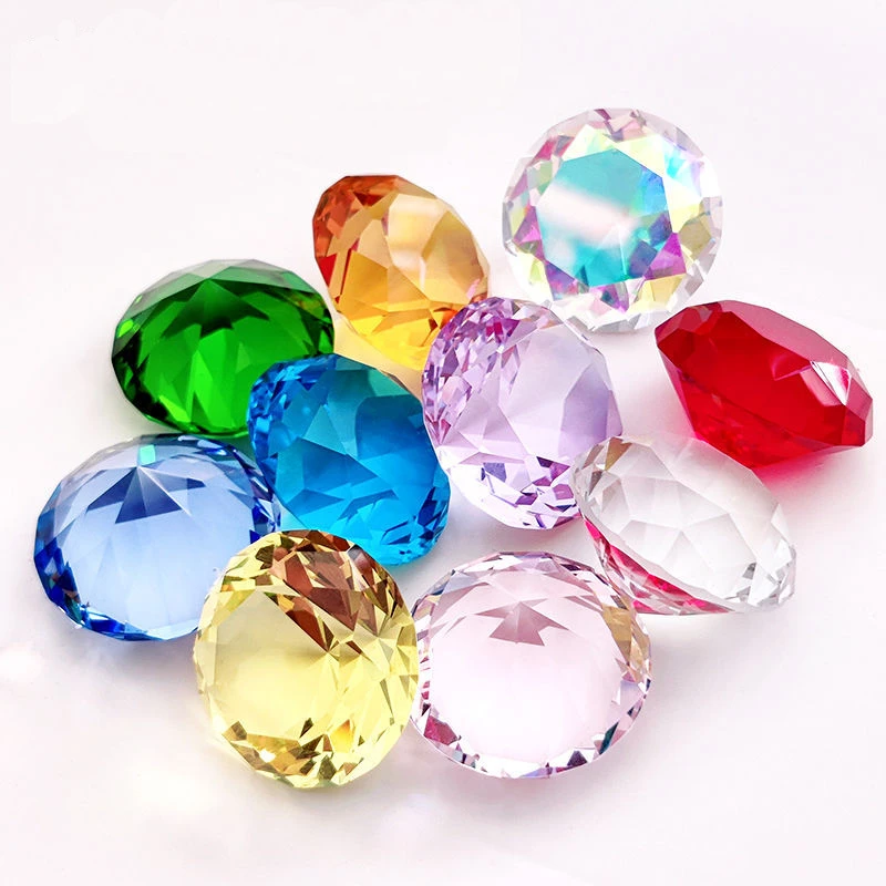 10pcs 25mm Crystal Diamond Multicolor,Home Decor Wedding Decorations for Kid Birthday Table Setting, Diamond Shaped Paperweight