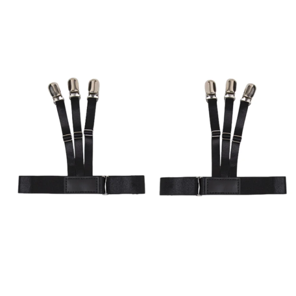 2Pcs Non-Slip Locking Clips Shirt Stays Belt Elastic Strap Adjustable Thigh Suspender Garter Keep Shirt Tucked Locking Clamps