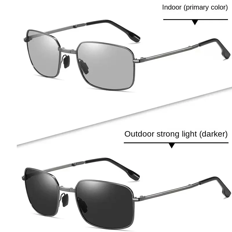 Polarisierte Faltbare Sonnenbrille für Herren Tag- und Nachtfahrten Dual-Use Quadratische Farbwechselnde Fahrbrille – Detail 5
