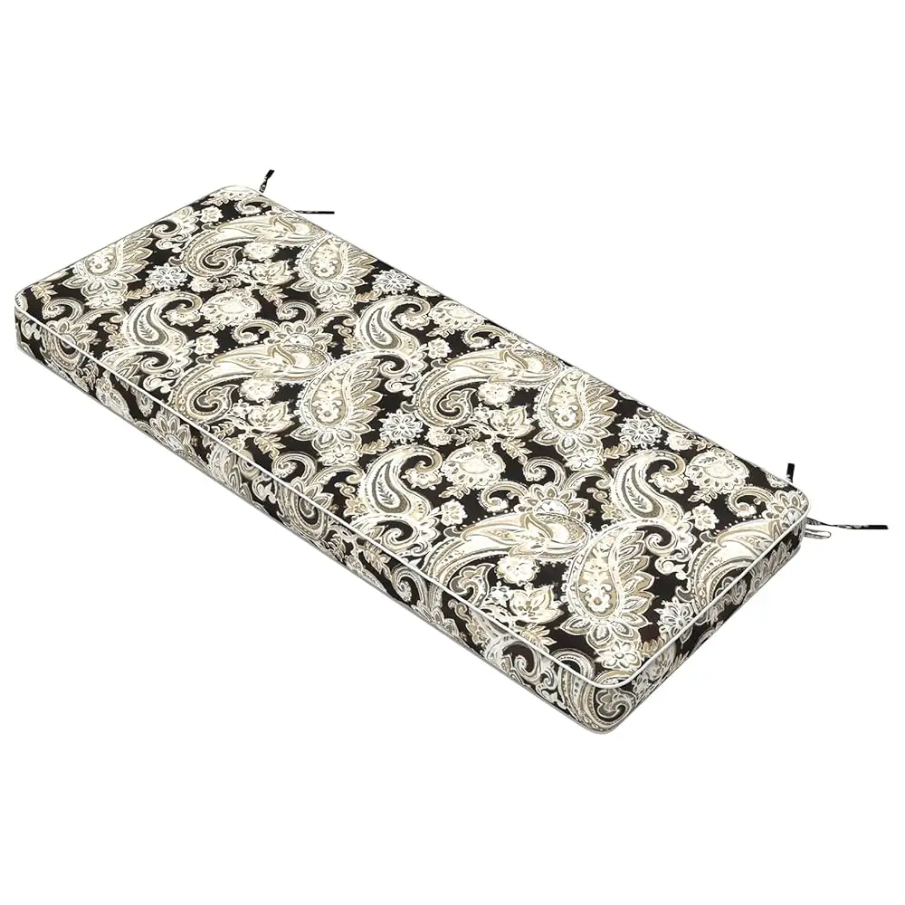 

Outdoor Bench Cushion 45X18X3 H, Bench Furniture Cushion For Loveseat Sofa Couch Bench Garden Porch Glider, Paisley Black