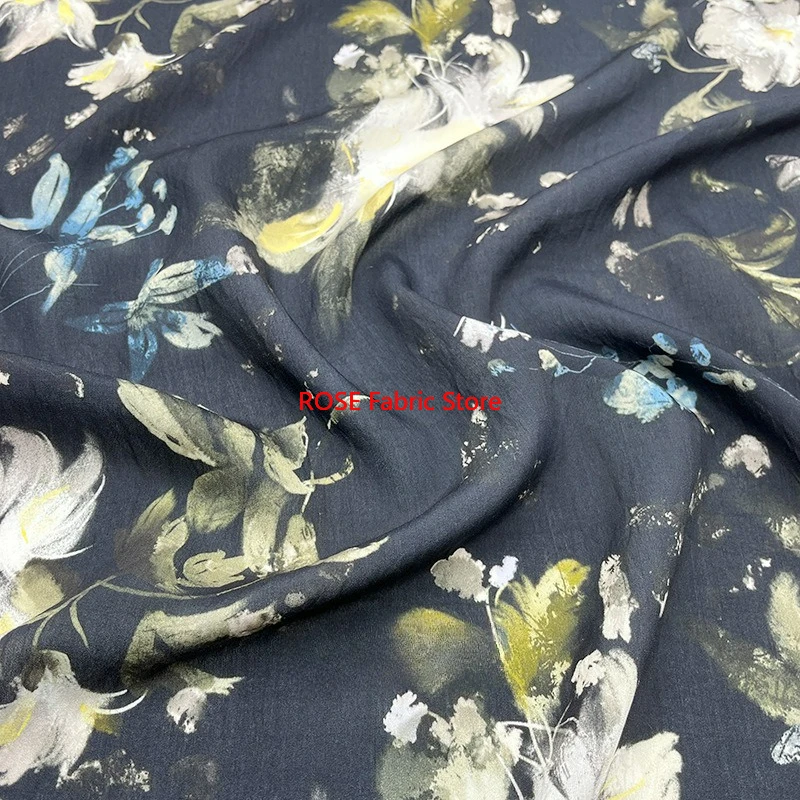 1 meter Floral Digital Print Brocade Cotton Fabric for Sewing Dress Clothes DIY Handmade Crafting Fabric