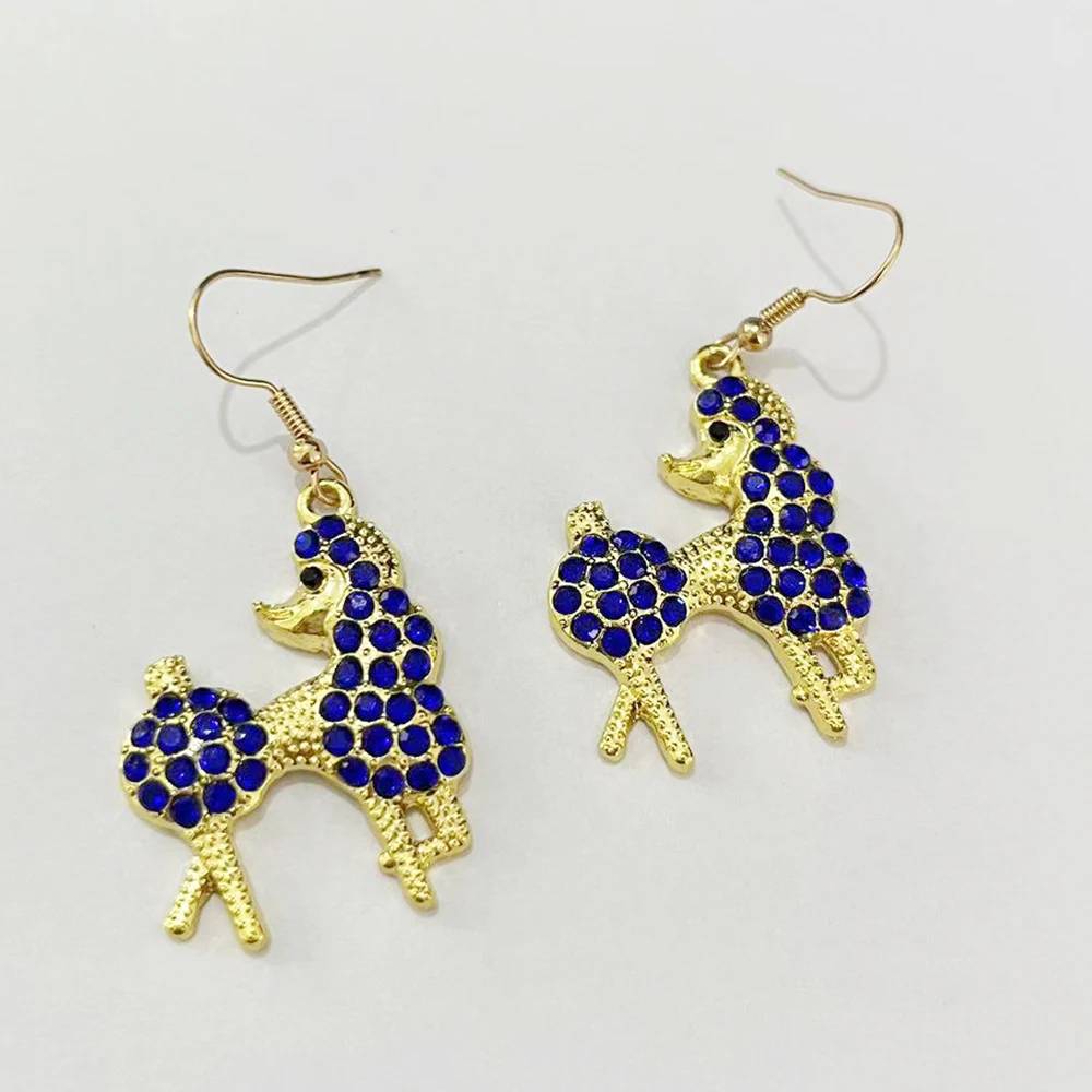Sigma Gamma Rho Women's Party Society Blue Diamond Poodle Drop Earrings