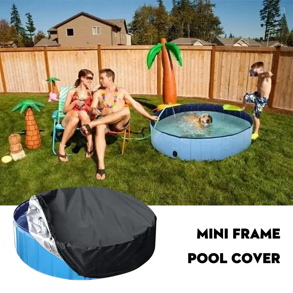 

Portable Dog Pool Cover Round Easy Set Pool Cover Foldable Kiddie Cover Bath Above Pool Bathing Tub Pool Ground Pet Cover P6B4