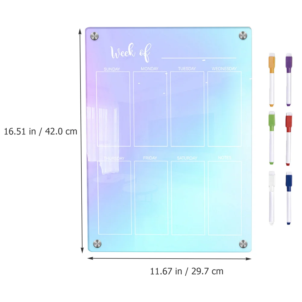 Dry Erase Planner Acrylic Magnetic Fridge Board Reusable Daily Schedule Organizer For Kitchen Wall Refrigerator Clear White