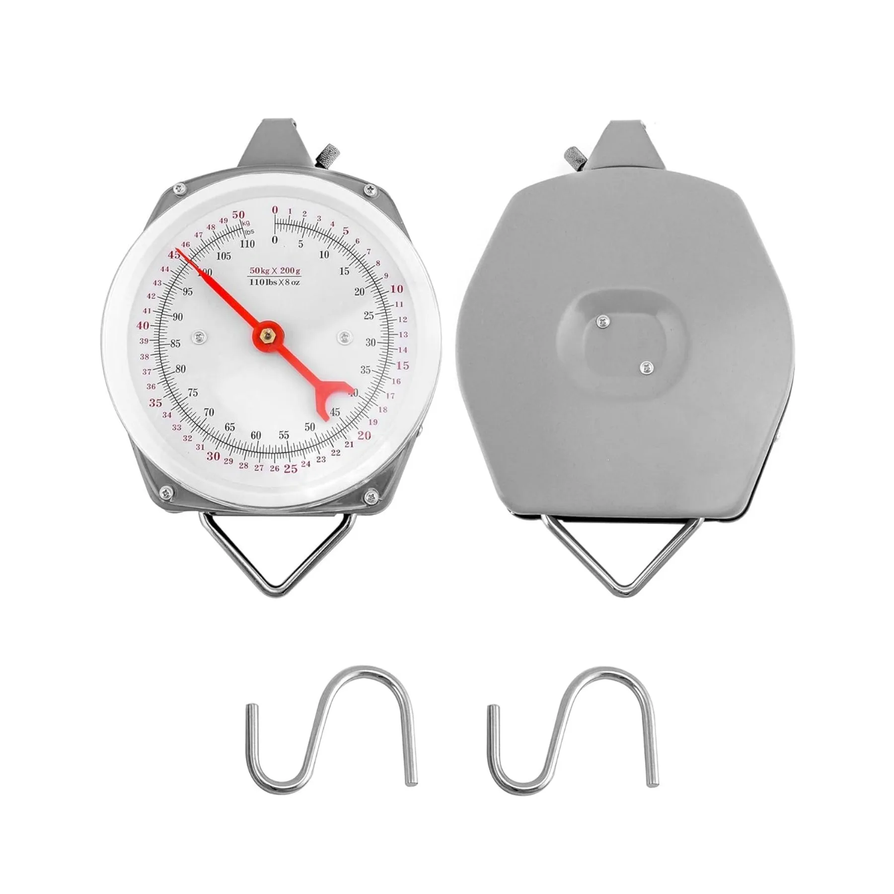 Весы и весы с пружинным циферблатом, большой дисплей, 110 фунтов, совок/цепочка с подвесной подставкой, стальная конструкция, для покупок