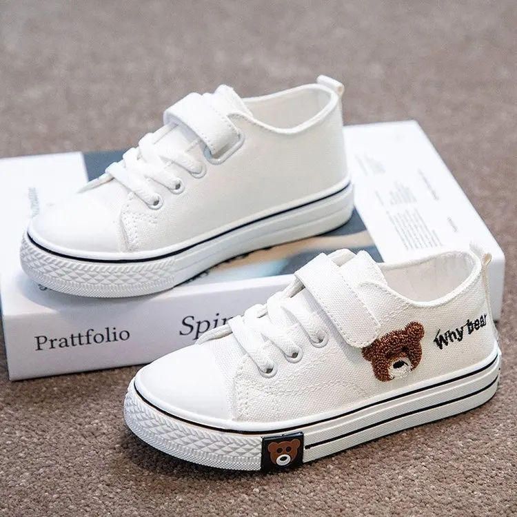 Wholesale parent-child shoes for boys and girls with lace-up little white children's casual canvas shoes baby board shoes sneake