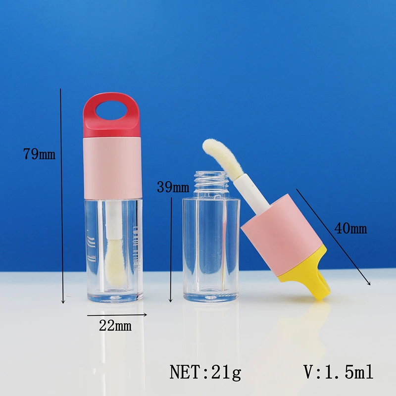 100pcs 1.5ML Clear Plastic Tube Candy Color Lip Gloss Tube Lip Glaze Tubes Cosmetic Packing Container