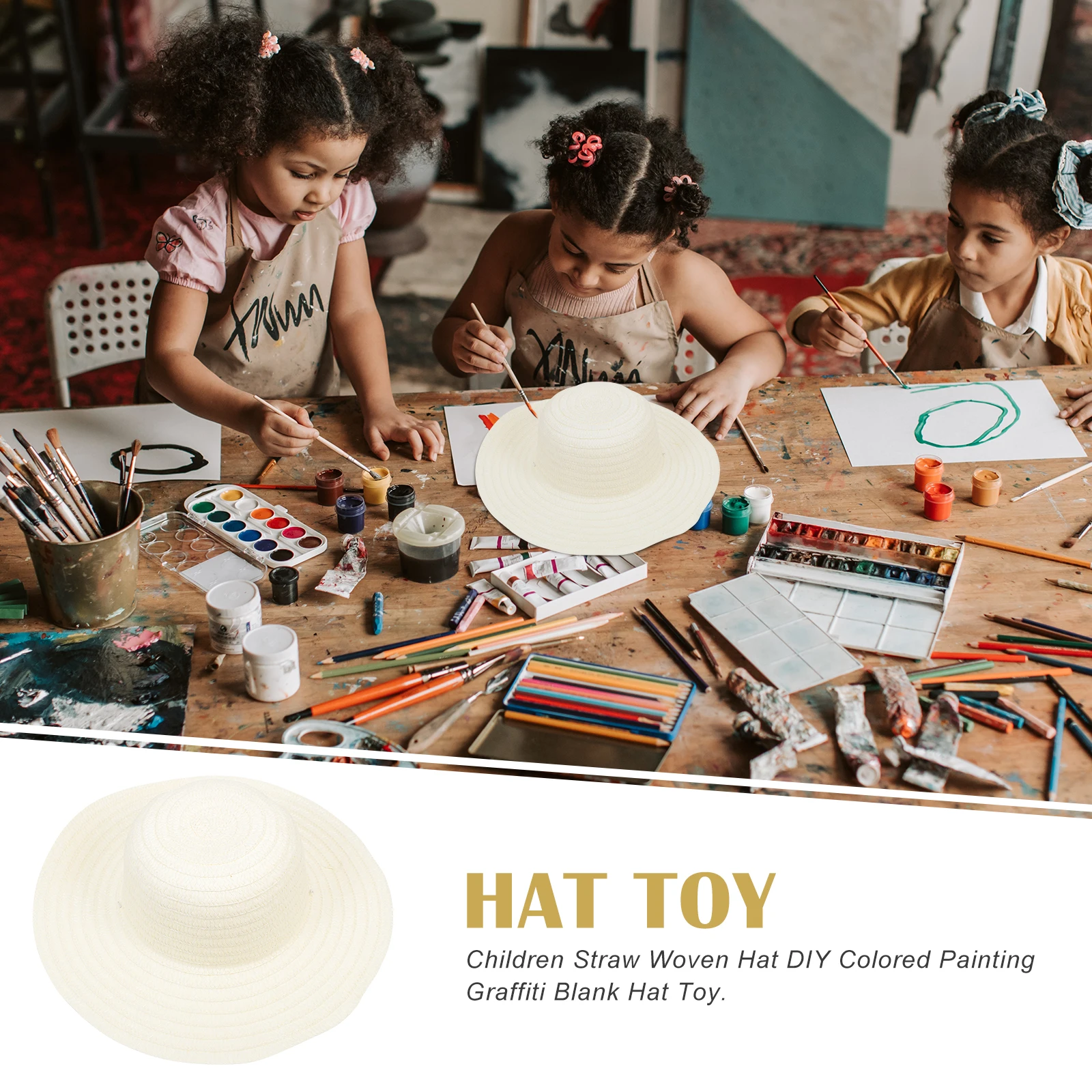 

DIY Graffiti Hat Painting Straw Hat Parent-children DIY Hat DIY Art Craft Supplies DIY Supply