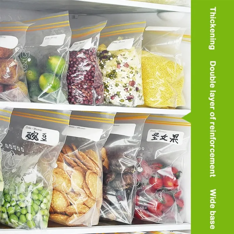 شفافة الغذاء الصف حقيبة التخزين قابلة لإعادة الاستخدام سعة كبيرة الغذاء مختومة حقيبة الغذاء غراد مانعة للتسرب الثلاجة الطازجة حفظ حقيبة