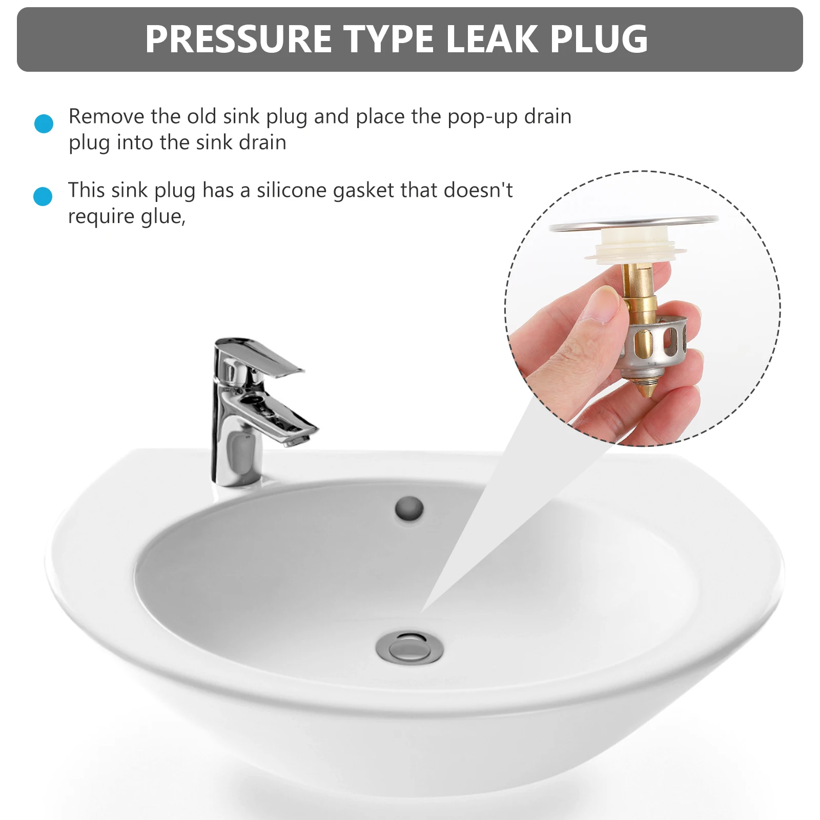 

Universal 35mm Drain Plug Tub Bathroom Anti Clog Filter Bounce Core Strainer Sink Plug Sink Drain Filter Silver