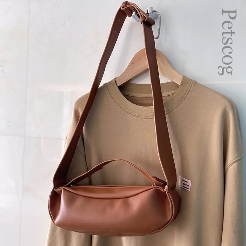 Vintage Women\'s Pu Leather Handbags 2024 New Fall Large Capacity Soft Shoulder Bag Fashion Casual Female Crossbody Bags Brown