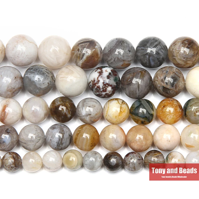 Natural Stone Bamboo Leaf Carnelian Agate Round Beads 15\