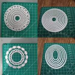 Round Oval Frame Background Garland Metal Cutting Dies Scrapbooking Greeting Card Mold Manual Punch Stencil Handicraft Die Cut