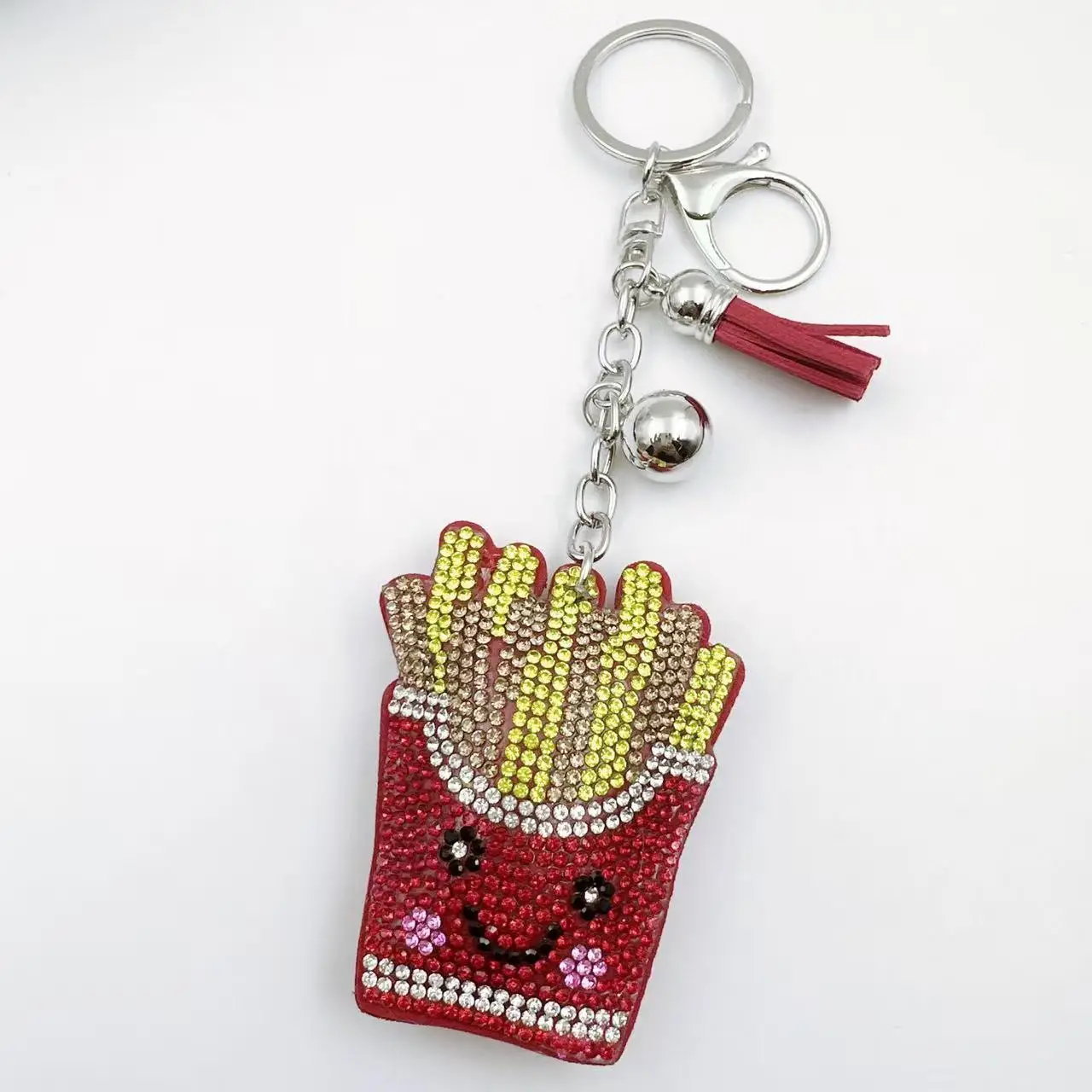 Rhinestone Keychain Bling Food Charm Sparkly Bag Accessory Cute Fast Food Pendant Gift For Women Girls Y2K Style