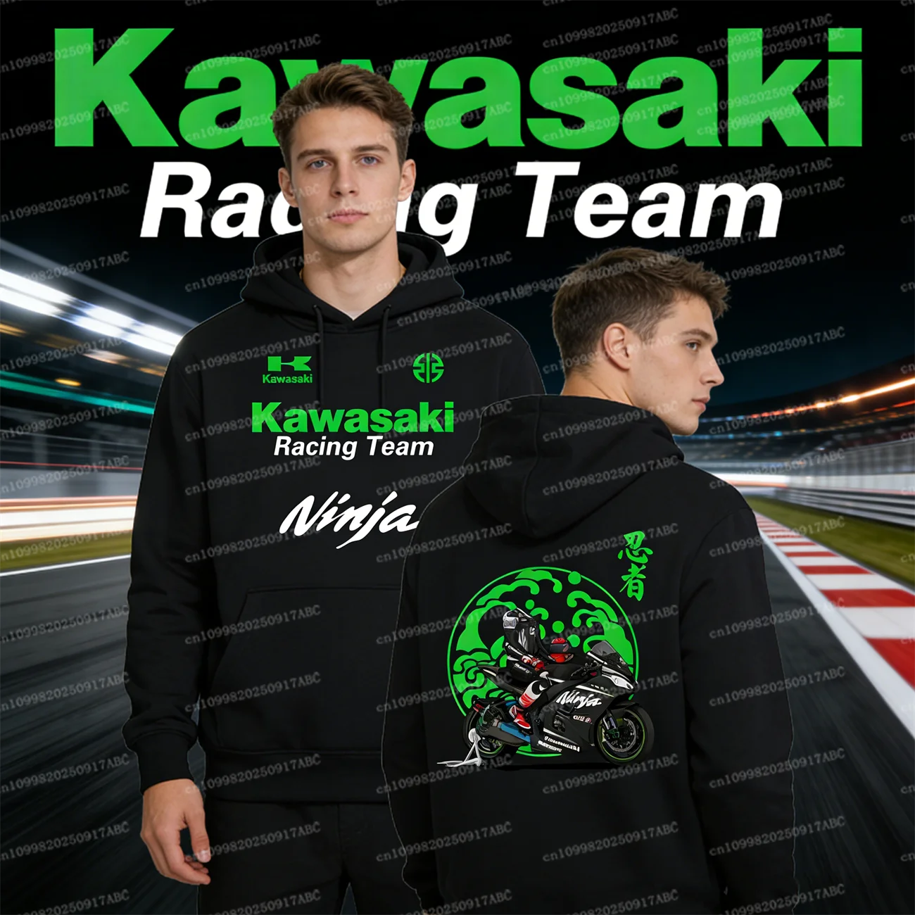 

（Kawasaki）Kawasaki Motorcycle Sweatshirt Cotton Men Hoodie Motorcycle Fan Men Casual Jacket Street Hooded Top Women Hoodie Top