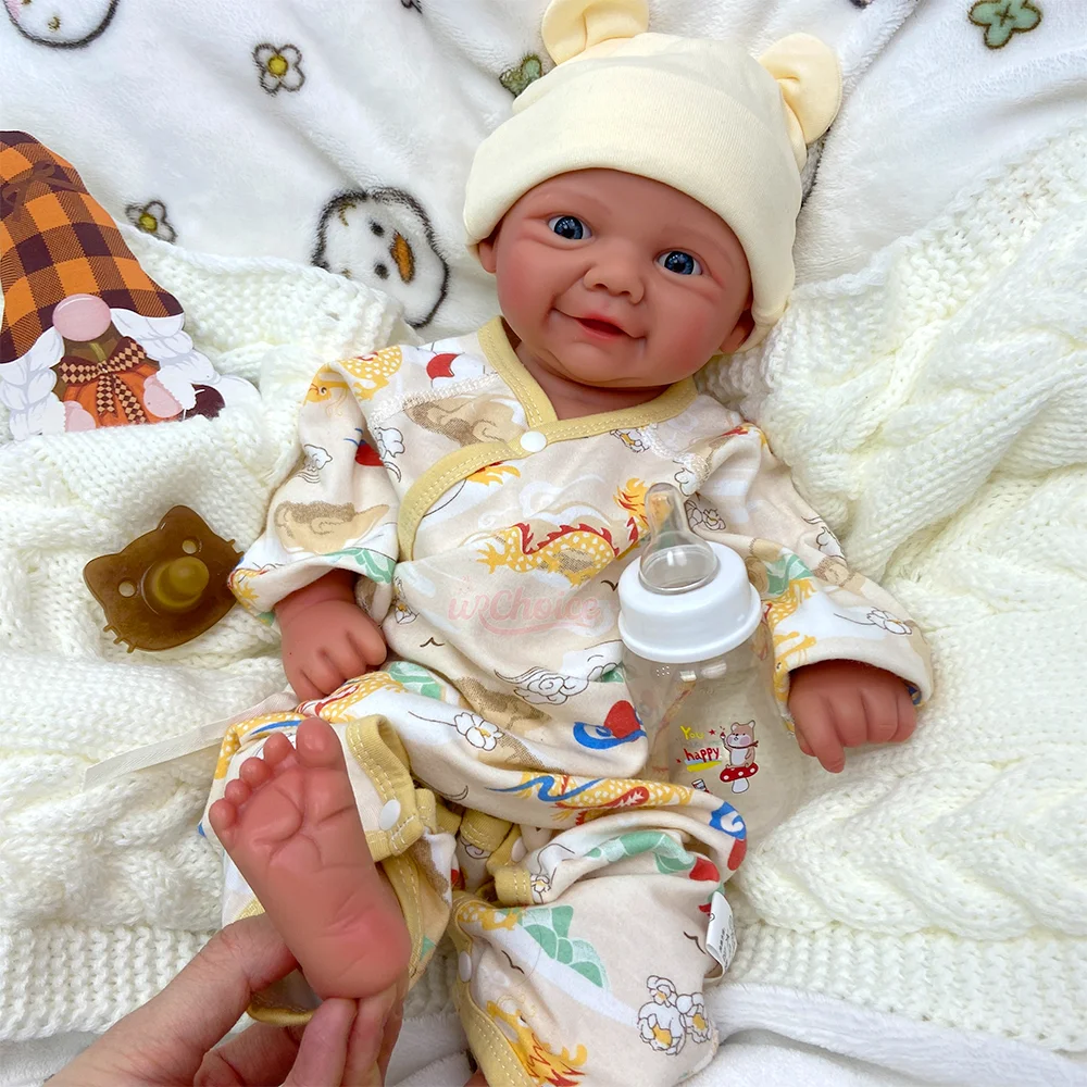 17" Full Silicone Reborn Baby Doll Adorable Smile Reborn Bebe Girl/Boy 3D Painted Skin Newborn Doll Collectible Limited Edition