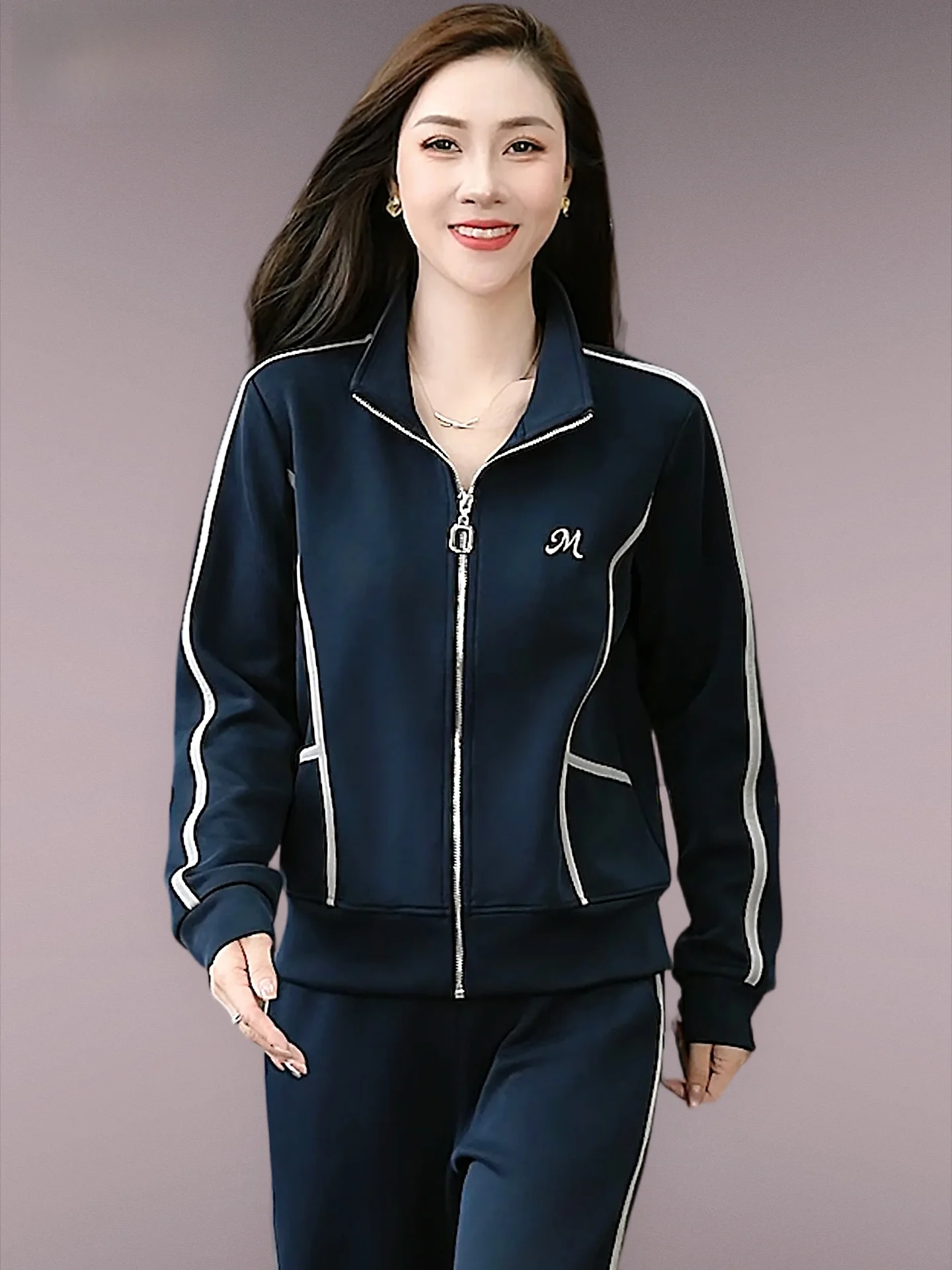 

Casual Loose Fitn Sportswear Set for Middle-Aged And ly Women Running Mom Sle Slimming Trendy Anti-Aging Two-Piece ...