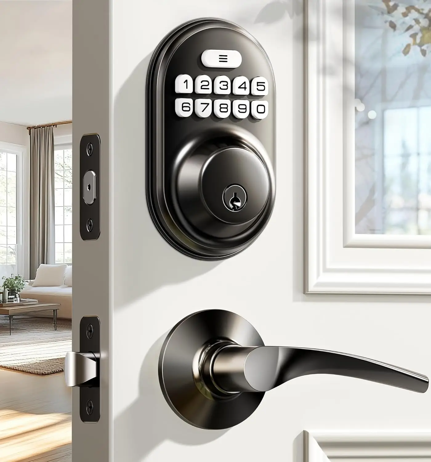 

Electronic Keypad Deadbolt Door Lock with Auto Lock, Backlit & Easy Installation, Matte Black