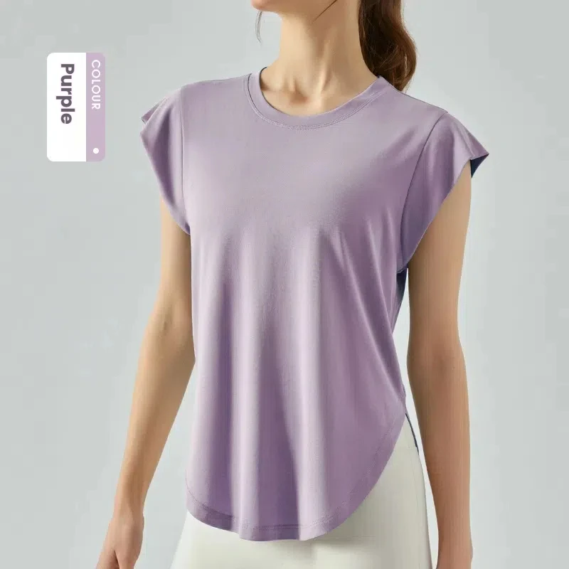 T-shirt da yoga da donna dalla vestibilità ampia - Top da allenamento traspirante per yoga, corsa, palestra, esercizi, maglietta sportiva casual a maniche corte